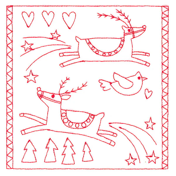 Simply Sweet Christmas - Reindeer (Redwork) - Image 4