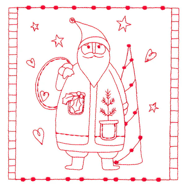 Simply Sweet Christmas - Santa (Redwork) - Image 3