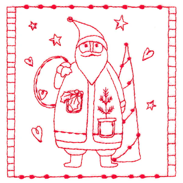 Simply Sweet Christmas - Santa (Redwork) - Image 5