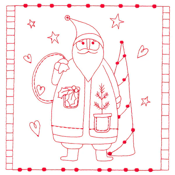 Simply Sweet Christmas - Santa (Redwork) - Image 6