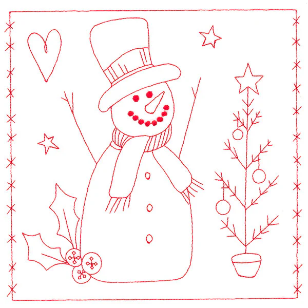 Simply Sweet Christmas - Snowman (Redwork) - Image 11