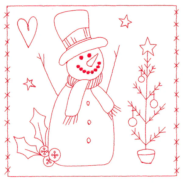 Simply Sweet Christmas - Snowman (Redwork) - Image 3
