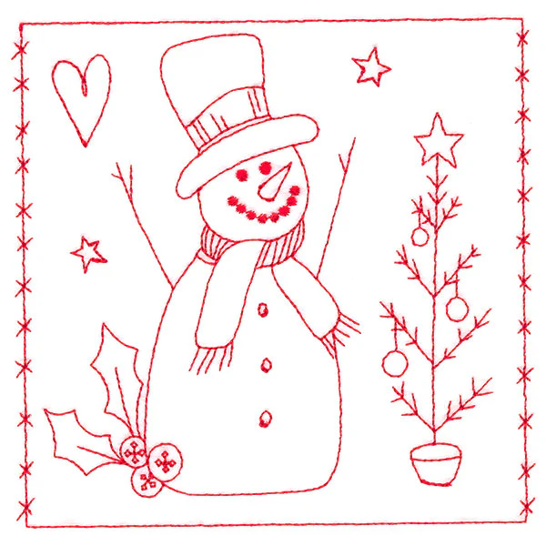 Simply Sweet Christmas - Snowman (Redwork) - Image 7