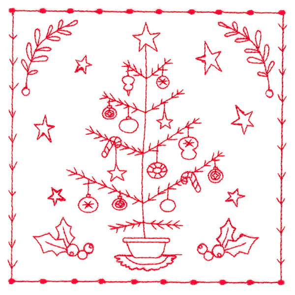 Simply Sweet Christmas - Tree (Redwork) - Image 4