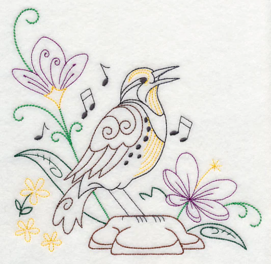 Singing Meadowlark on Rock 1 (Vintage) - Image 2