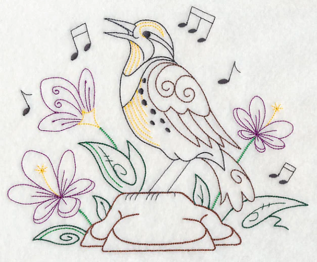 Singing Meadowlark on Rock 2 (Vintage)