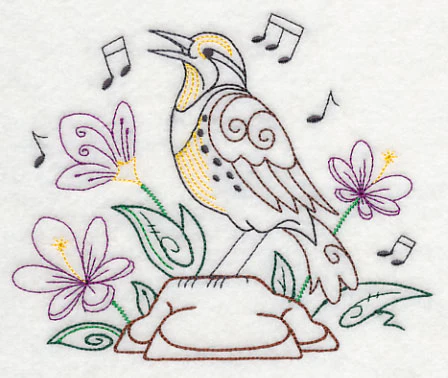 Singing Meadowlark on Rock 2 (Vintage) - Image 3