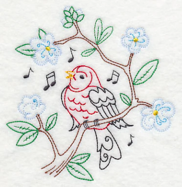 Singing Scarlet Tanager on Branch 2 (Vintage) - Image 3