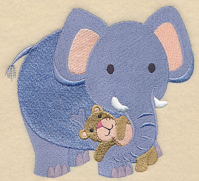 Sleepy Elephant with Stuffed Teddy Bear - Image 3