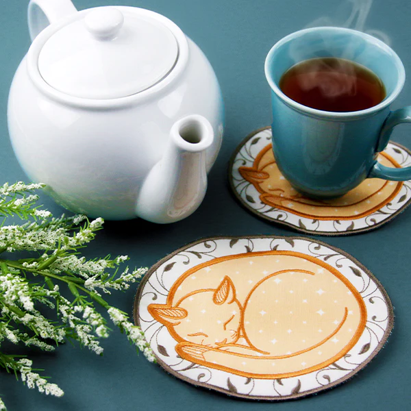 Sleepy Kitty Mug Rug (In-the-Hoop) - Image 5
