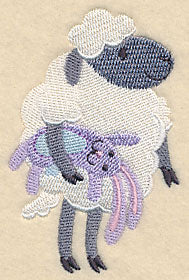 Sleepy Sheep with Stuffed Bunny - Image 2