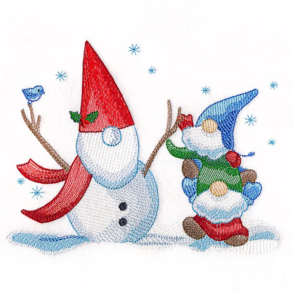 Snowman Building at Christmas Gnomes - Image 2