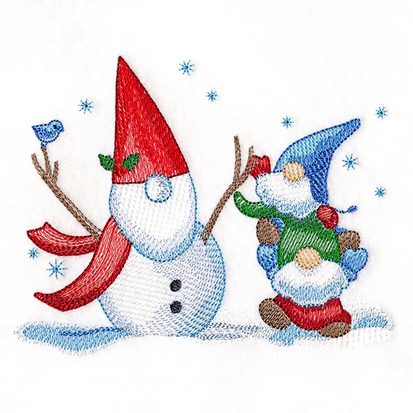 Snowman Building at Christmas Gnomes - Image 3