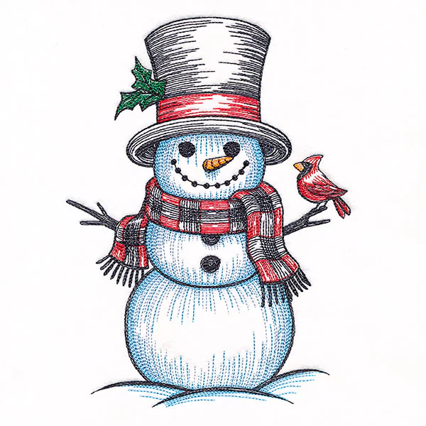 Snowman with Cardinal Etching - Image 2