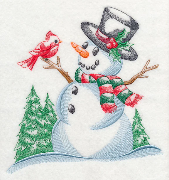 Snowman with Feathered Friend (Toile) - Image 11