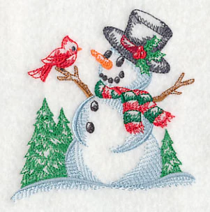 Snowman with Feathered Friend (Toile) - Image 9