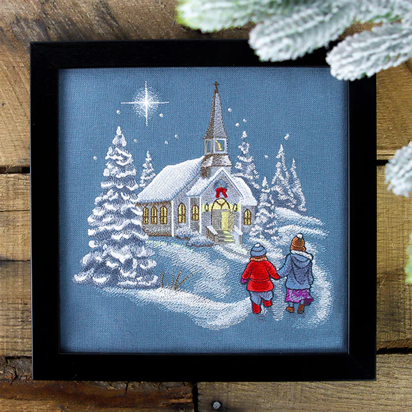 Snowy Christmas Church Scene - Image 10