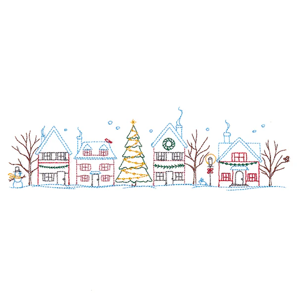Snowy Christmas Village Border - Image 3
