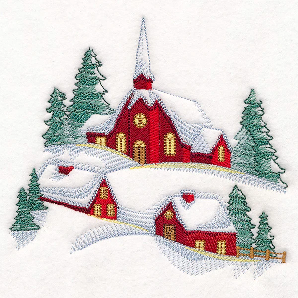 Snowy Church Landscape - Image 3