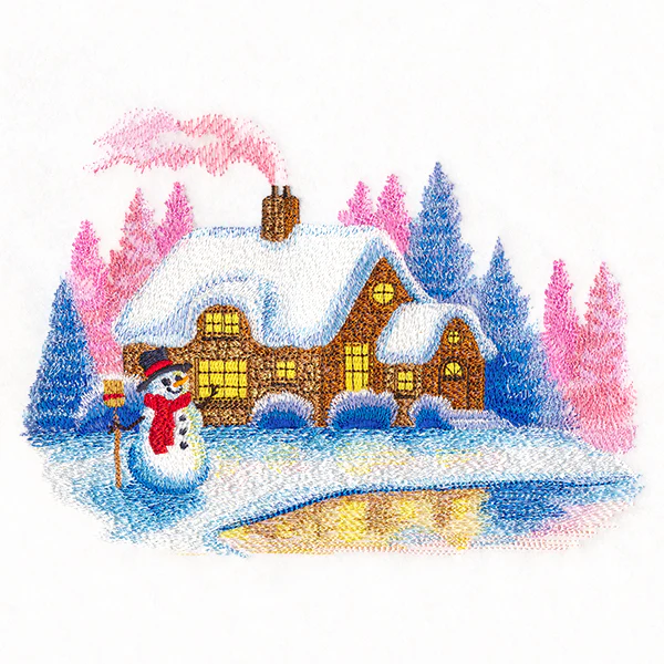 Snowy Serenity Cottage Scene - Image 3