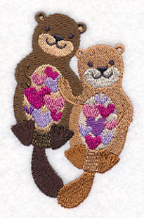 Snuggling Otter Couple - Image 3