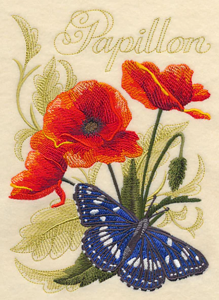 Southern White Admiral Butterfly and Poppies - Image 2