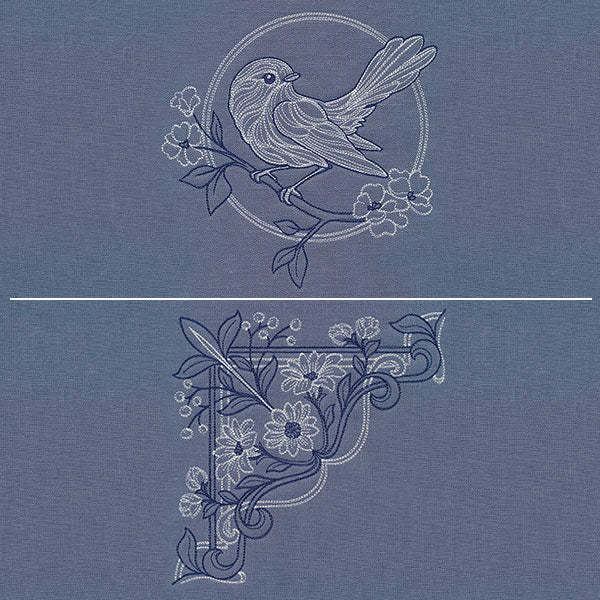 Sparrow & Flowers Pillow Pair - Image 34