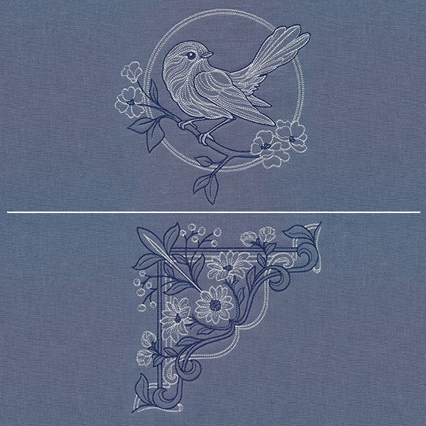 Sparrow & Flowers Pillow Pair - Image 44