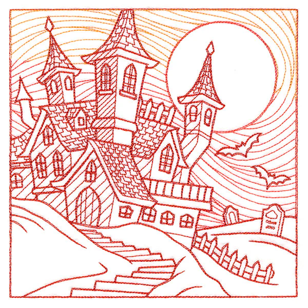 Spooky Evening - Haunted House Etching - Image 2