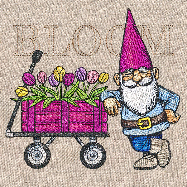 Spring Gnome with Tulip Wagon - Image 5