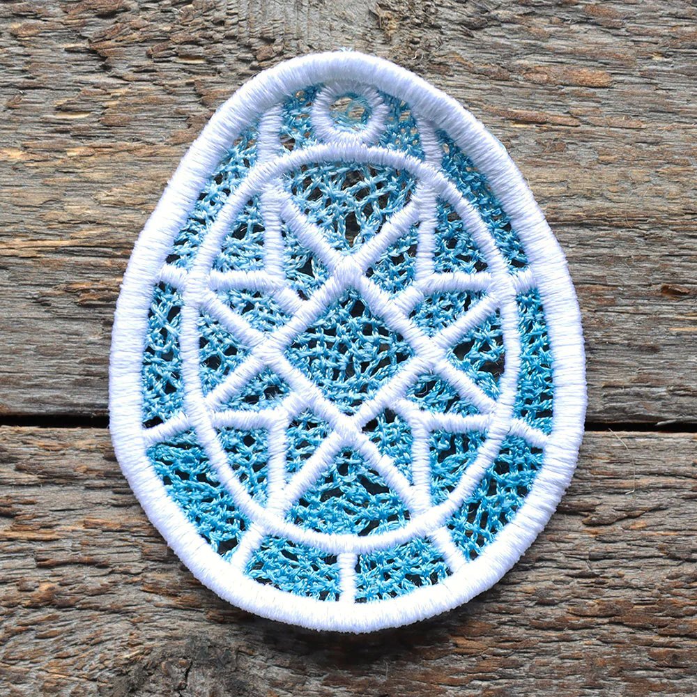 Spring Quilt Star Easter Egg Ornament (Lace) - Image 4