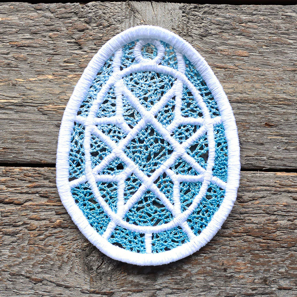 Spring Quilt Star Easter Egg Ornament (Lace) - Image 5