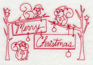 Squirrels Merry Christmas (Redwork) - Image 4