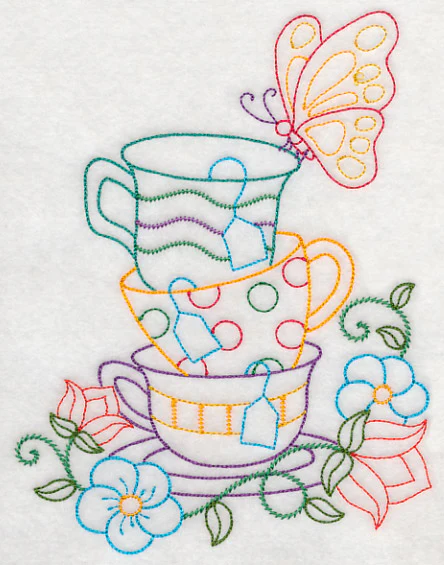 Stacked Cups with Perching Butterfly (Vintage) - Image 2