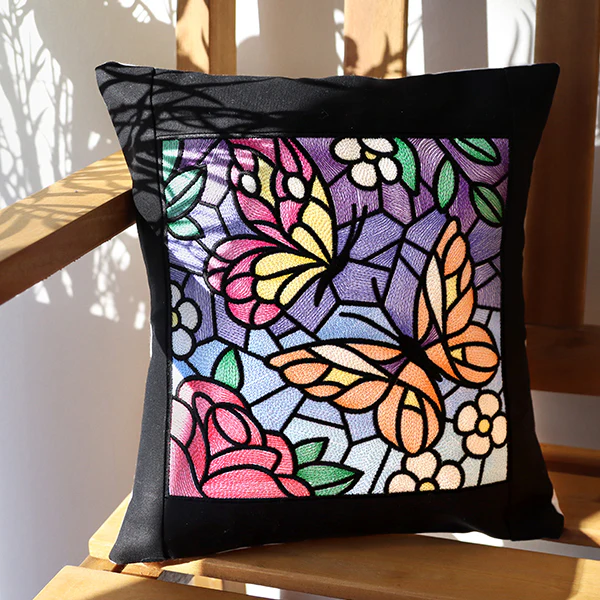 Stained Glass Butterfly Garden Square 1 - Image 3