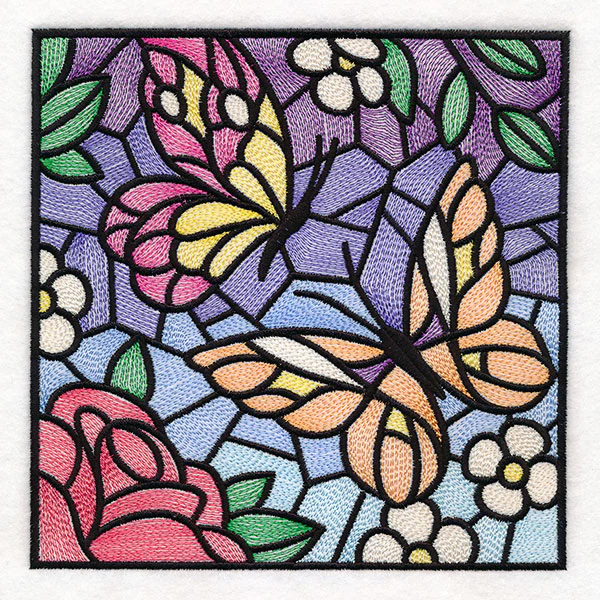Stained Glass Butterfly Garden Square 1 - Image 4