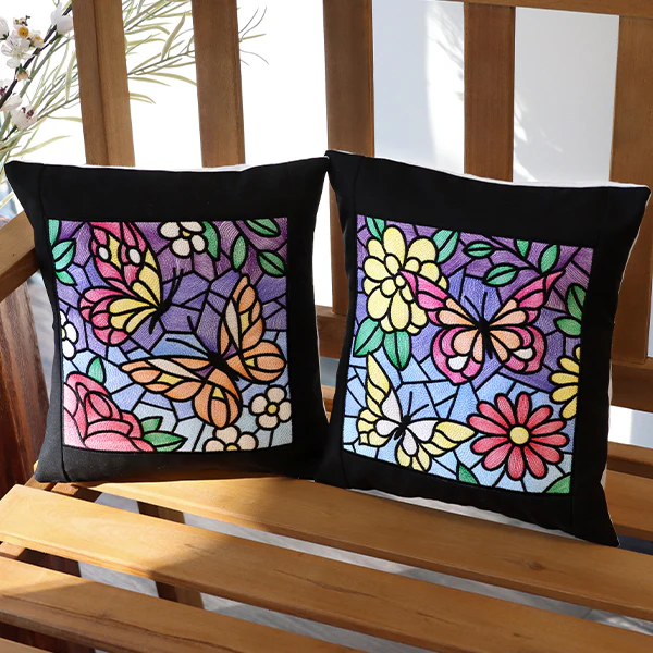 Stained Glass Butterfly Garden Square 2 - Image 11