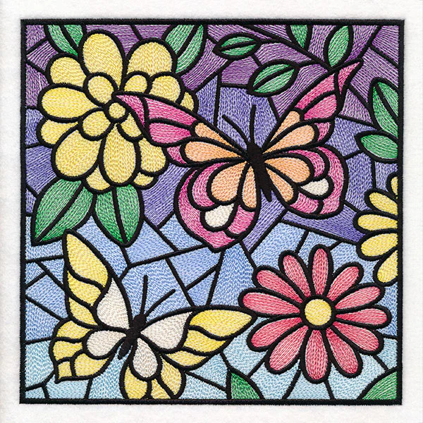 Stained Glass Butterfly Garden Square 2 - Image 13
