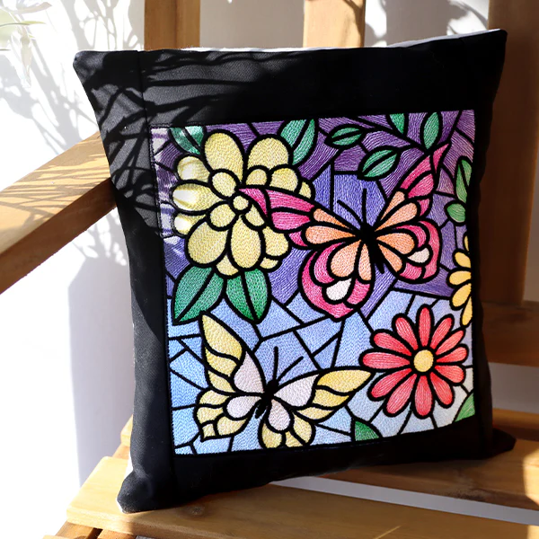 Stained Glass Butterfly Garden Square 2 - Image 3