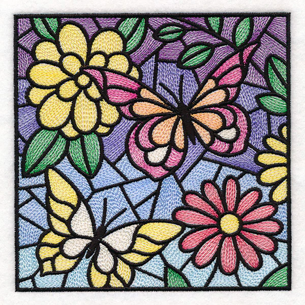Stained Glass Butterfly Garden Square 2 - Image 7