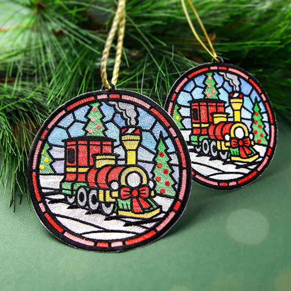 Stained Glass Christmas Train Ornament - Image 6