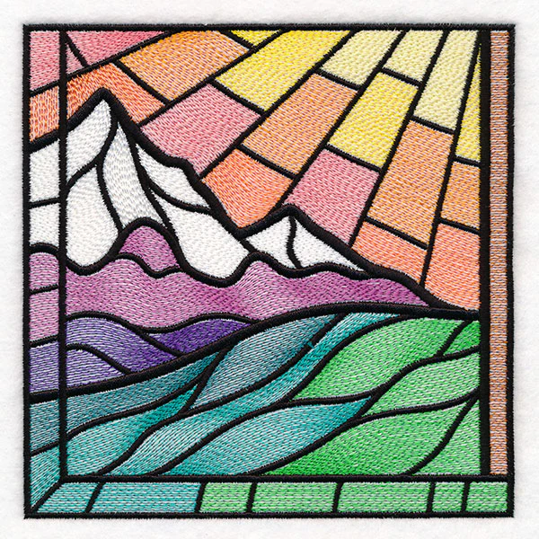 Stained Glass Cross at Sunrise Scene (Set) - Image 20