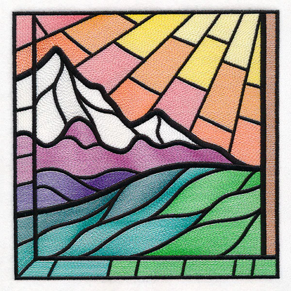 Stained Glass Cross at Sunrise Scene (Set) - Image 6