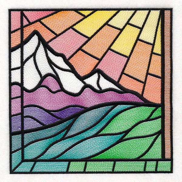 Stained Glass Cross at Sunrise Scene (Set) - Image 69