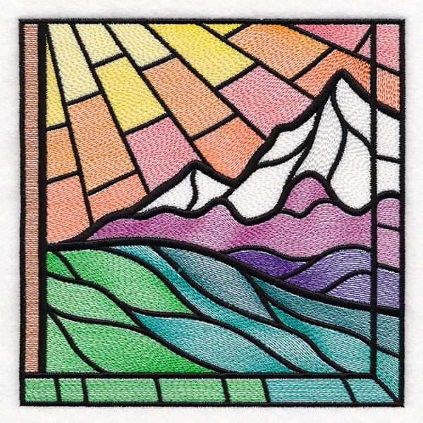 Stained Glass Cross at Sunrise Scene (Set) - Image 77
