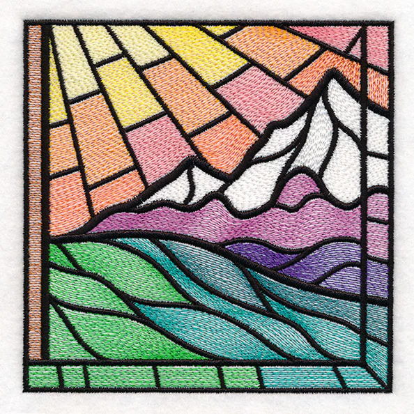 Stained Glass Cross at Sunrise Scene (Set) - Image 84