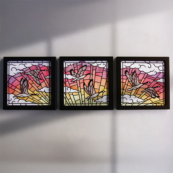 Stained Glass Geese in Flight Square 1 - Image 14