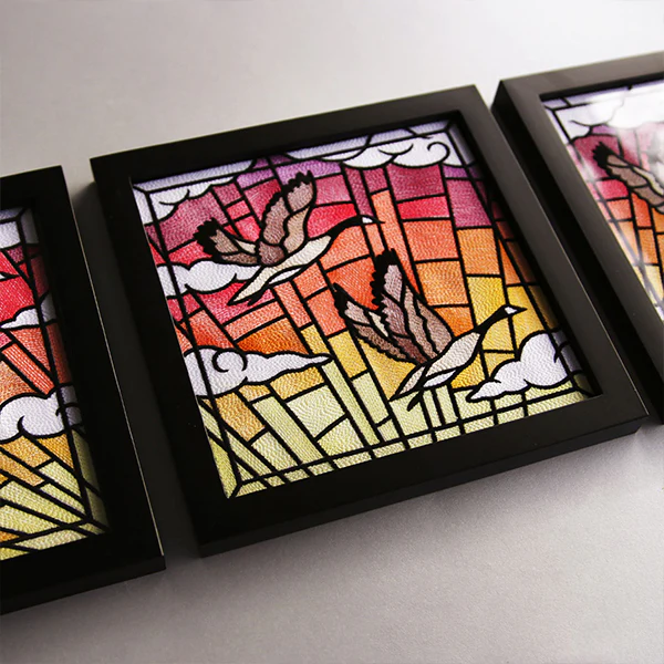 Stained Glass Geese in Flight Square 2 - Image 12