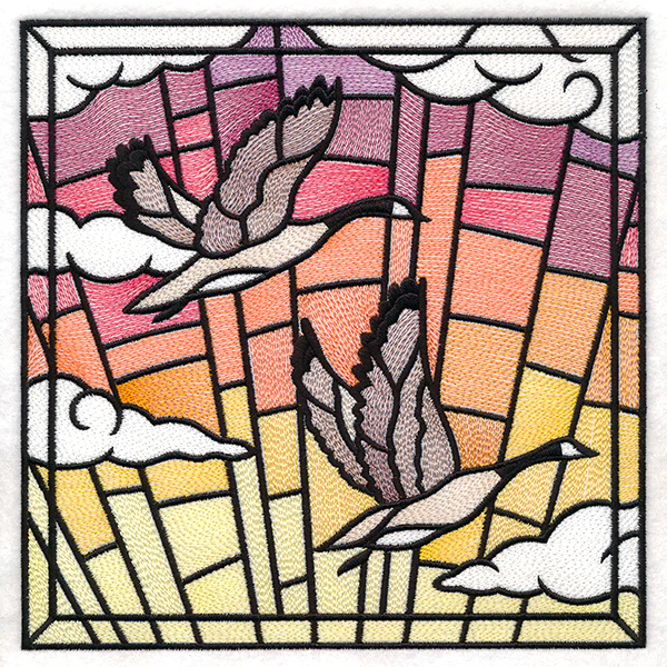 Stained Glass Geese in Flight Square 2 - Image 13