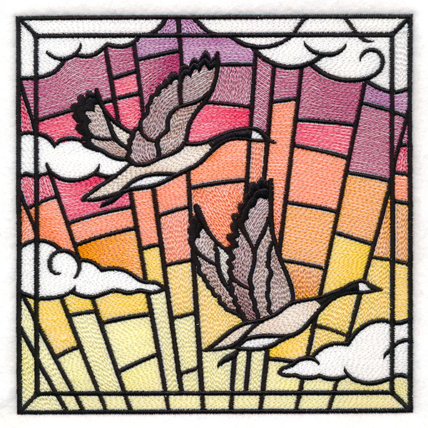 Stained Glass Geese in Flight Square 2 - Image 4
